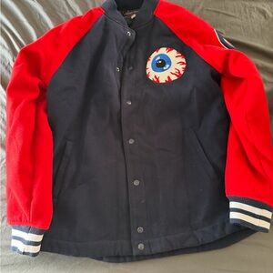Mishka Navy Red Varsity Bomber Jacket - Quilted Interior - Size Medium